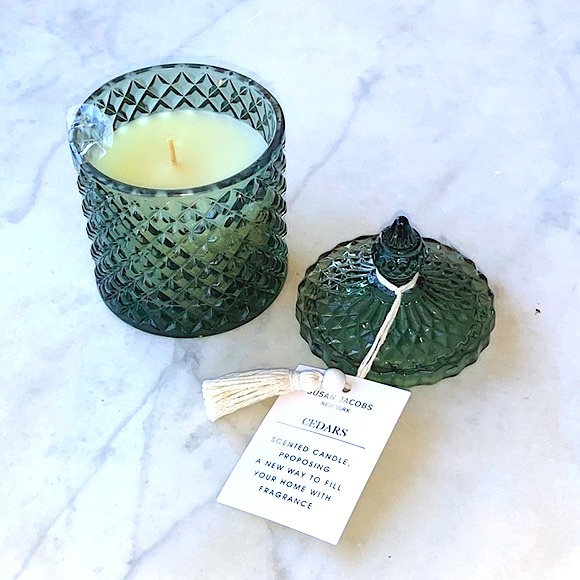 SUSAN JACOBS NEW YORK CANDLE CEDARS NEW 1 WICK GREEN CRYSTAL 6.3oz - Picture 3 of 4